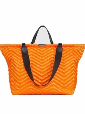 Rebecca Minkoff Quilted Chevron Tote - Orange with Black Handles